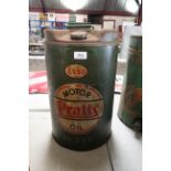 An Esso Pratts Motor Oil Heavy 5 gallon drum