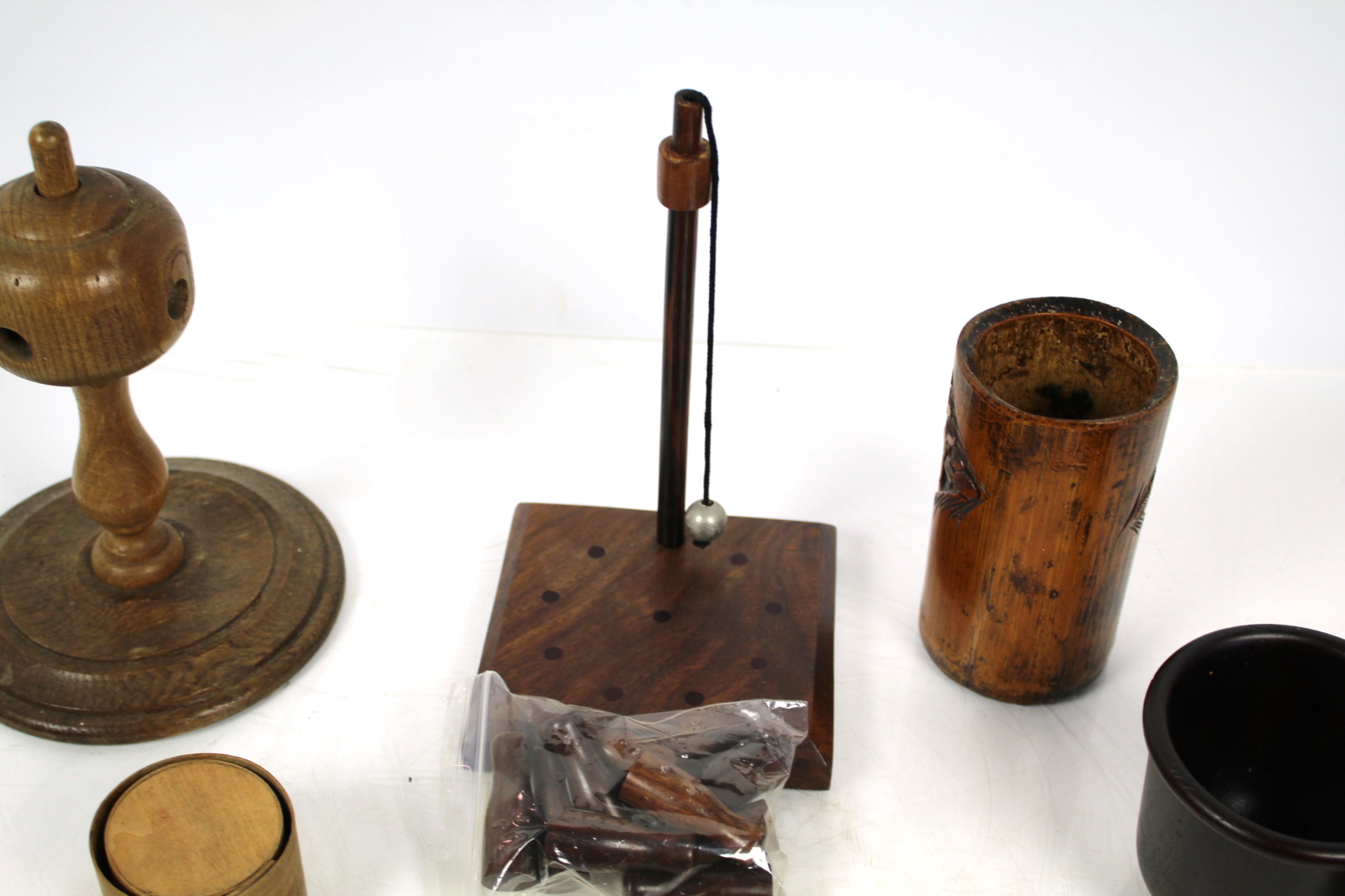 A box of miscellaneous treen items including a min - Image 6 of 12
