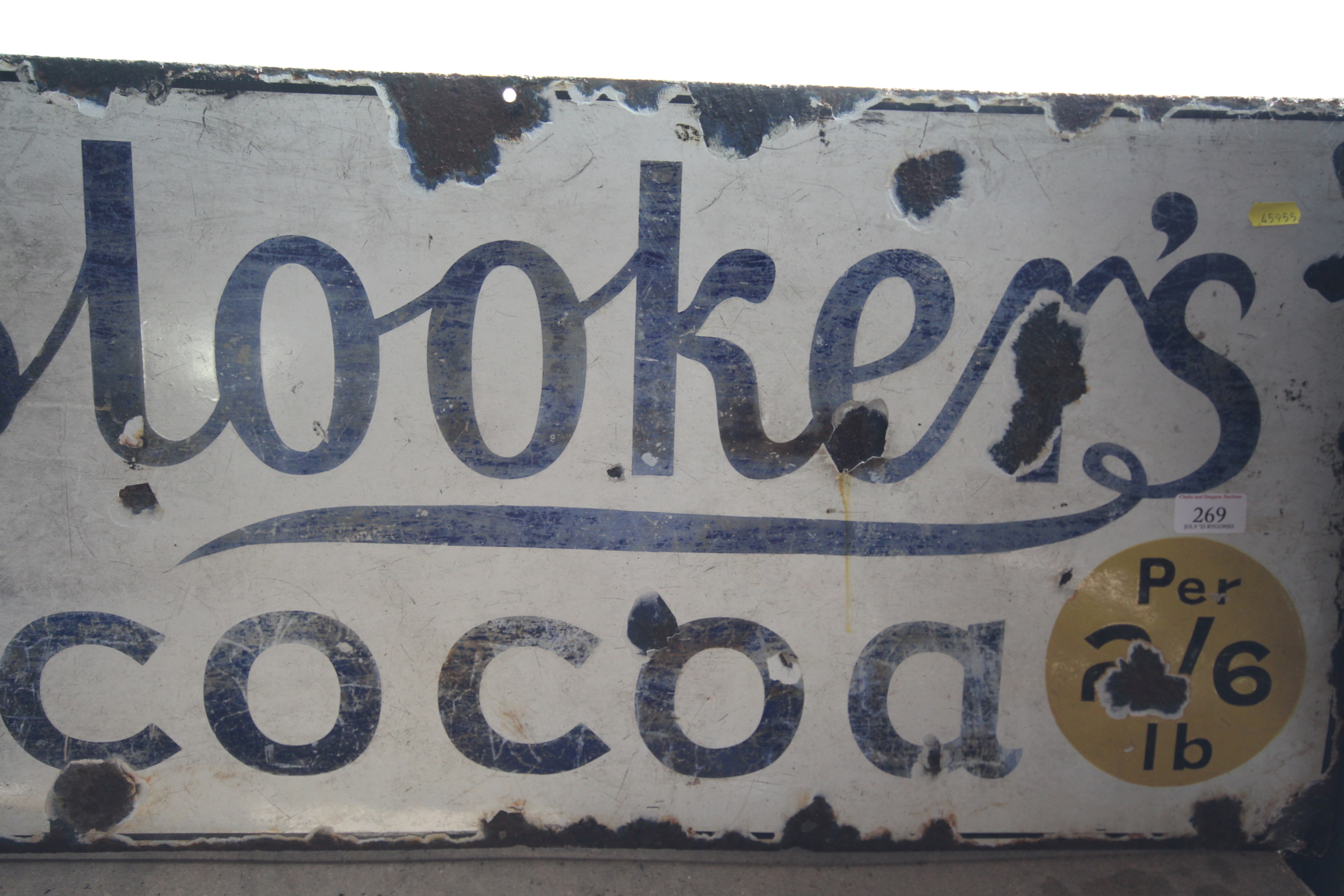 A Blookers Cocoa enamel advertising sign, approx. - Image 3 of 8