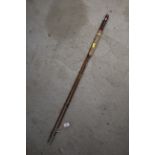 A split cane three section fishing rod