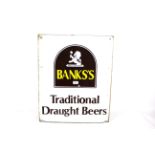 A "Bank's Traditional Draught Beers" enamel advertis