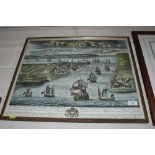An antique print of "The Prospect of the Towne and Harbour of Harwich"