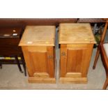 Two hand made chestnut bedside cabinets