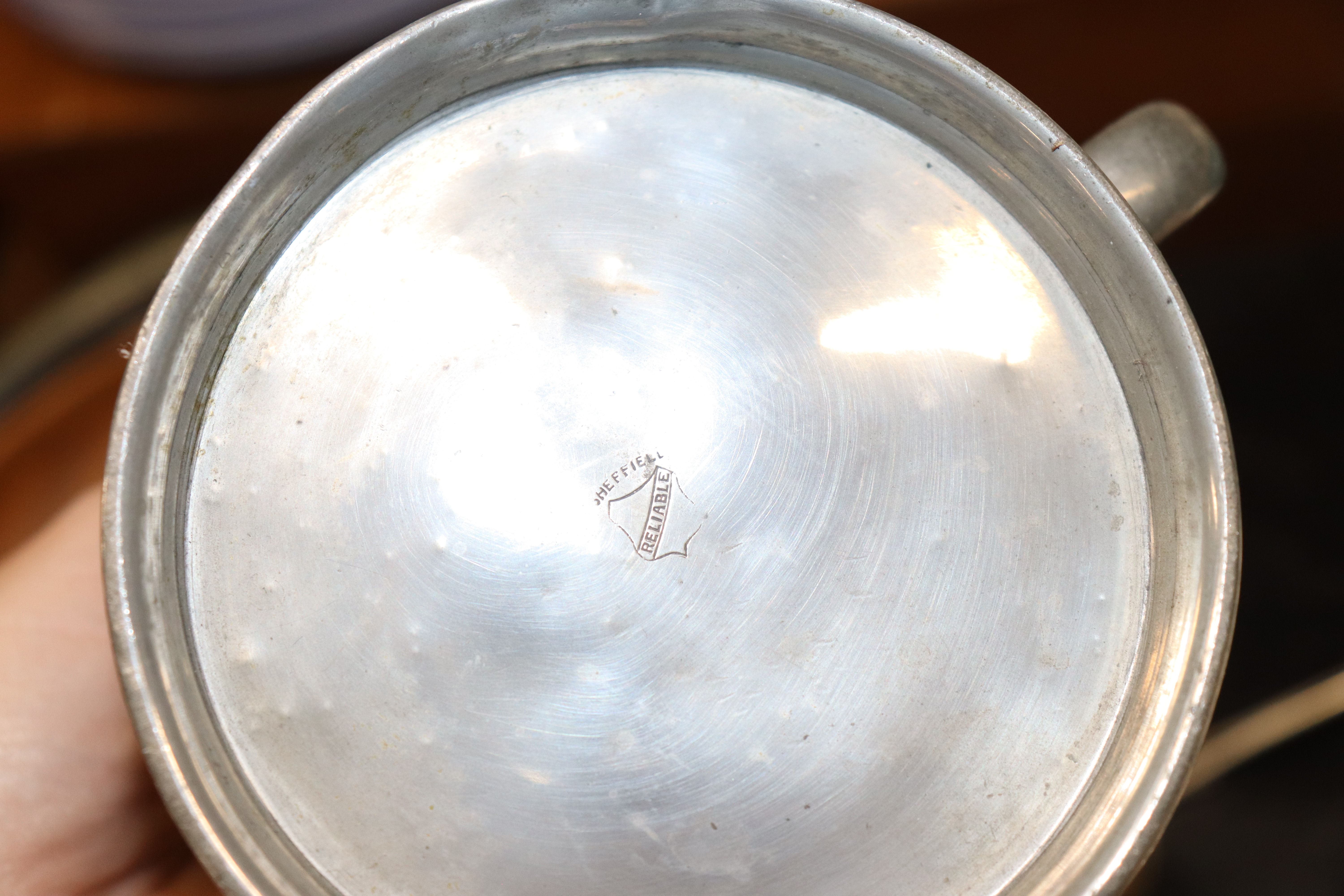 An antique copper jug; a coppered pail; a copper a - Image 2 of 4