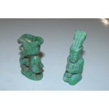 Two jade type carved figures