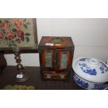 A Chinese wooden and brass mounted and hardstone t