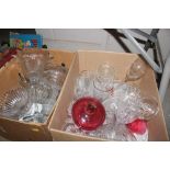 Two boxes of miscellaneous glassware