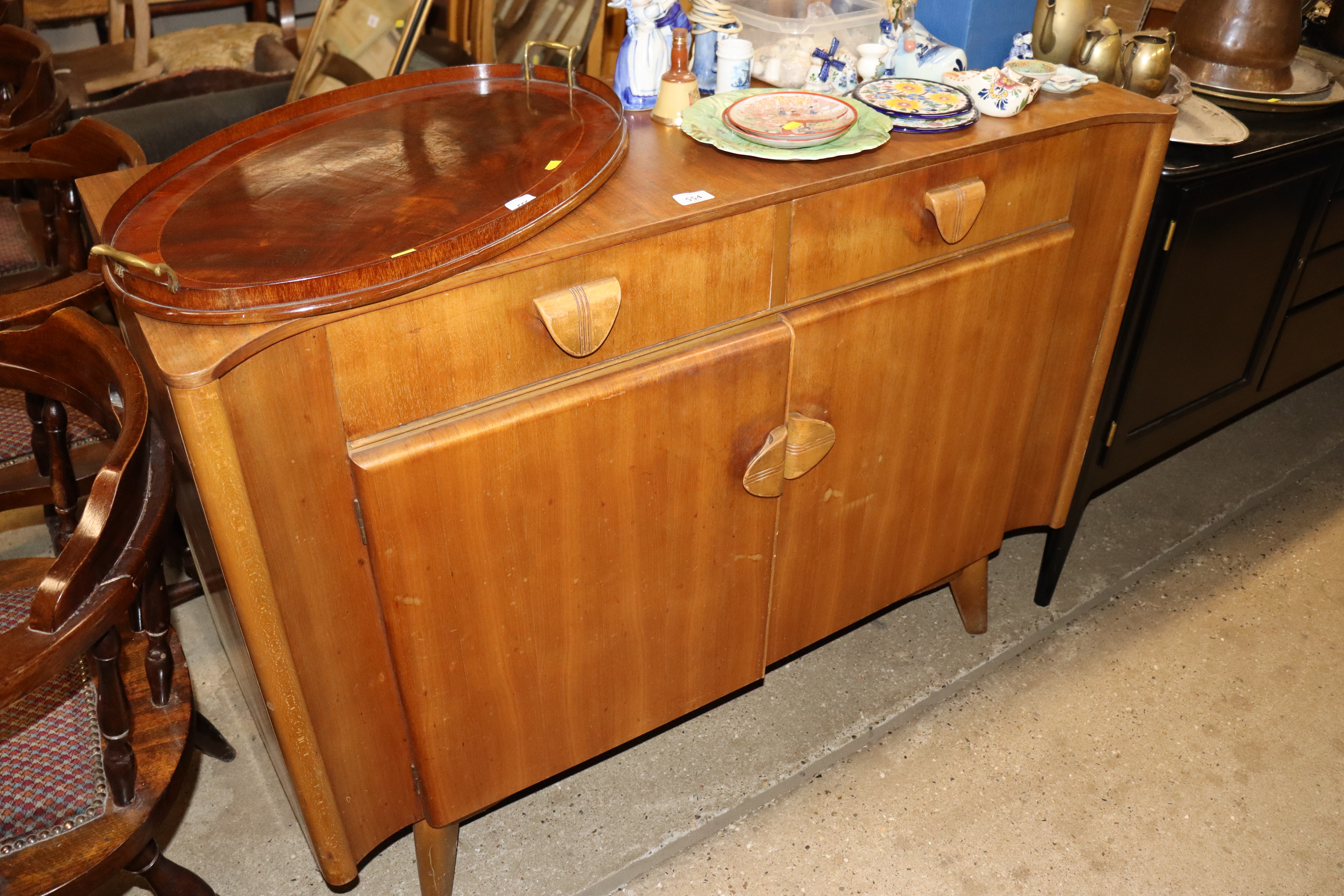 An Art Deco design walnut sideboard