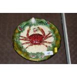 A Majolica ware crab plate