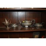 An Art Nouveau design three piece plated tea set a