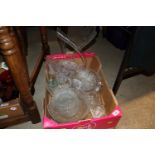 A box of miscellaneous glassware