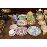 Various Imari plates, Japanese teaware etc.