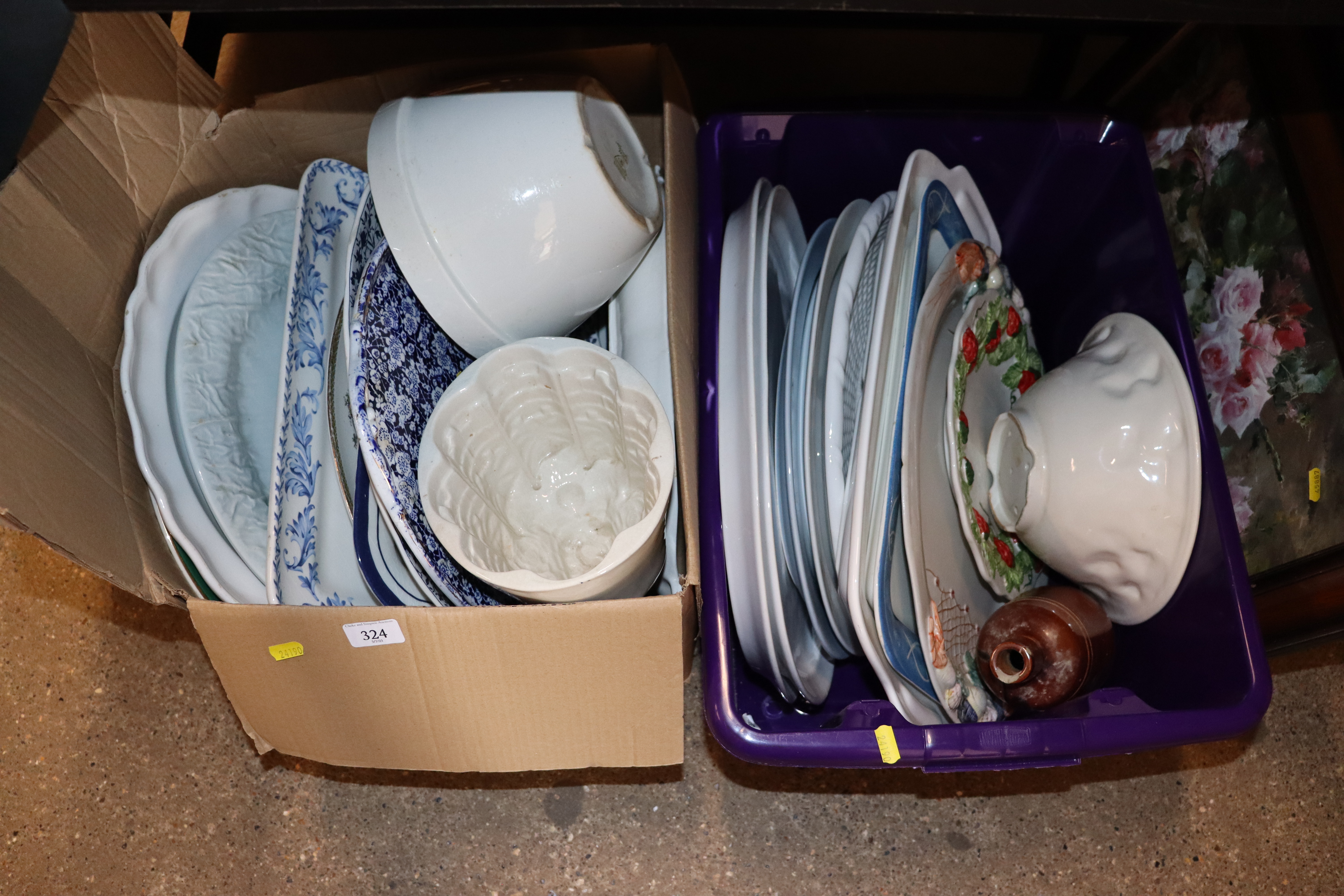 Two boxes of miscellaneous ceramics to include jel