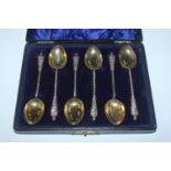 A cased set of six silver apostle spoons, approx.