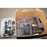 A box of vintage radio parts, valves and bulbs