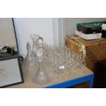 A quantity of various drinking glasses and five de