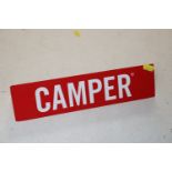 A vintage camper sign