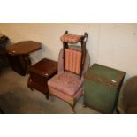 A Lloyd loom bedroom chair and a child's folding c