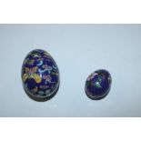 Two cloisonné decorated eggs