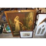 An Olegraph of "The Accolade" after Edmund Blair Leighton and a pencil signed nude print