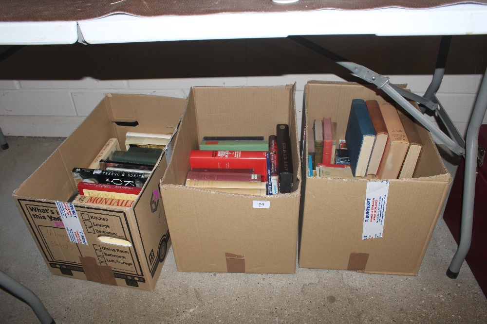 Three boxes of miscellaneous books