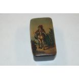 A Victorian Papier Mâché snuff box decorated naive