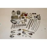 A box containing various silver plated items to in