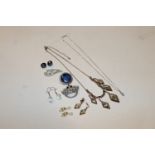 A Ruskin brooch and various costume jewellery