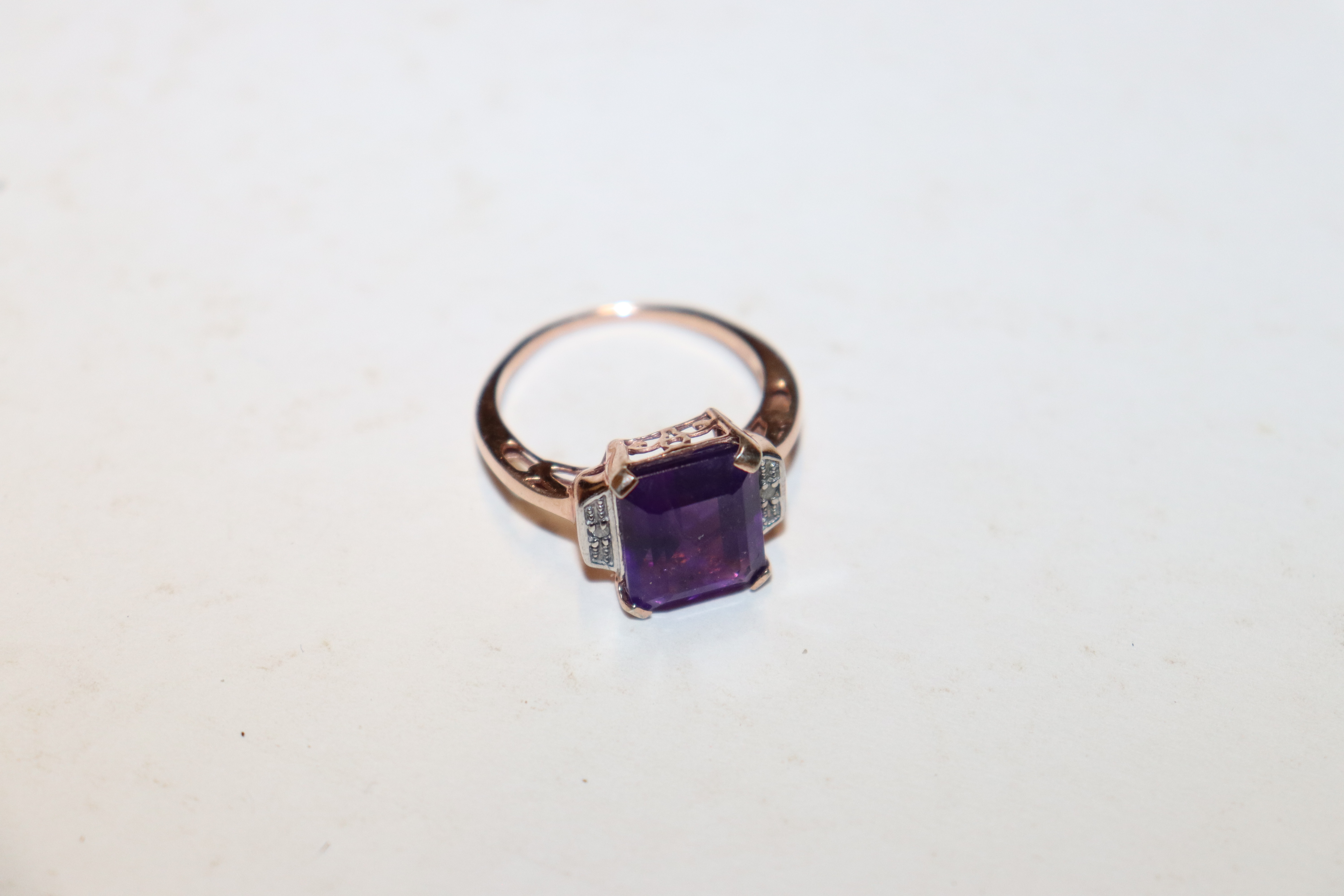 A Sterling silver gilt amethyst and white stone se