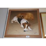 Thompson, oil on canvas of sleeping dogs