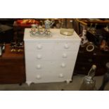 A Victorian white painted chest of two short and t