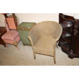 A Lloyd loom linen basket and chair