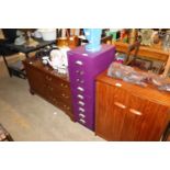 A Bisley standing multi drawer unit in purple