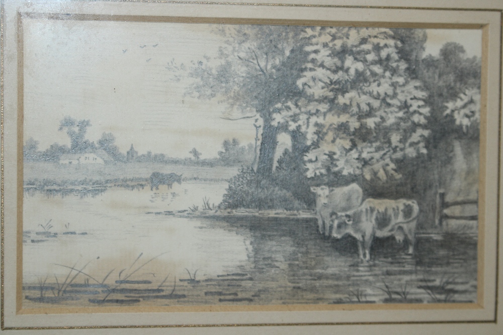 Two landscape pencil drawings of rural scenes - Bild 2 aus 3
