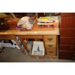 A hand made chestnut single pedestal writing desk