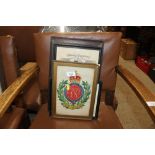 A quantity of framed military scrolls; photographs
