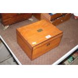 A Victorian walnut travelling toilet box