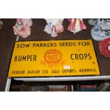 A vintage enamel advertising sign Parkers East Coa