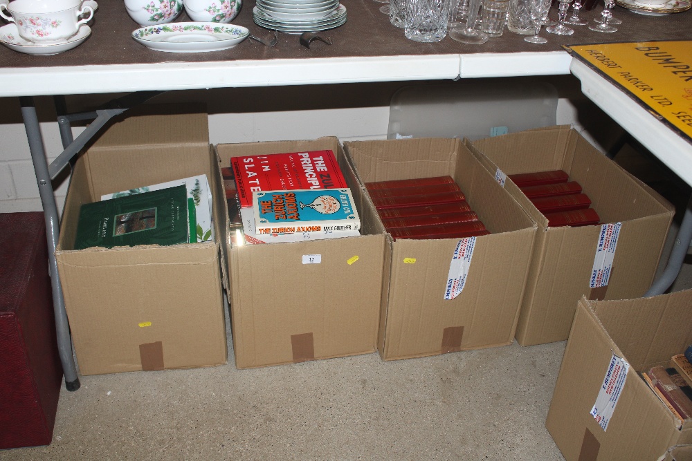 Four boxes of miscellaneous books including a run