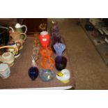 A quantity of various coloured Art Glass ware