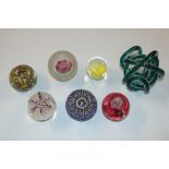 Six glass paperweights to include Perthshire examp