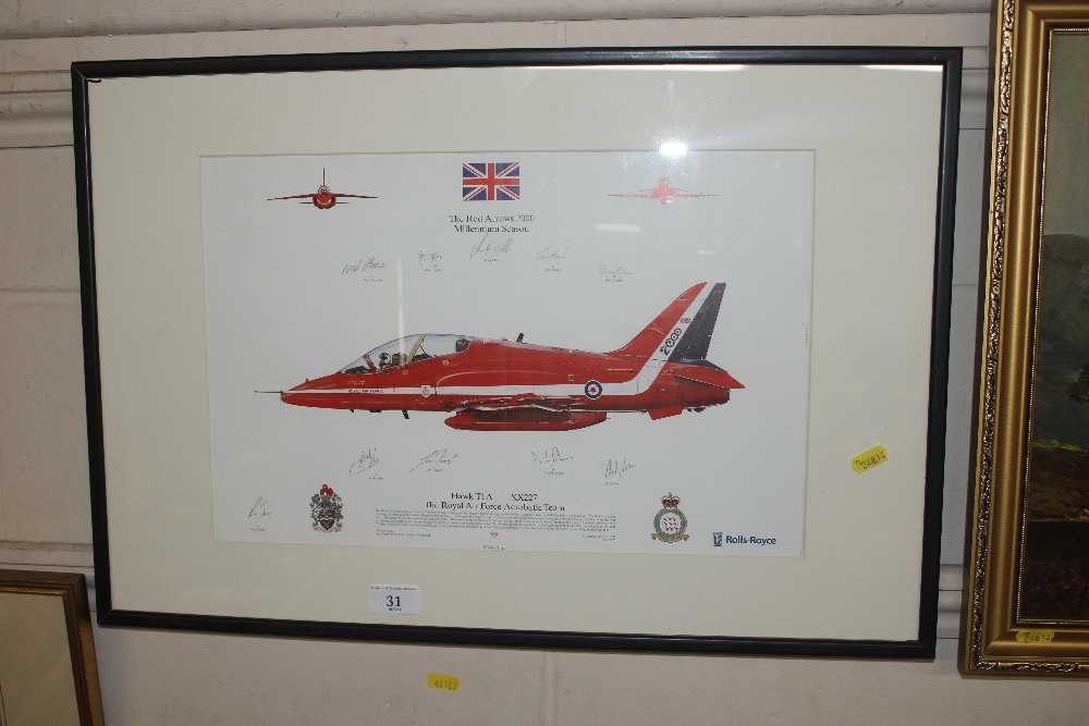 A Red Arrows Millennium 2000 Season print, signed by pilots