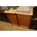 A pair of Edwardian satin walnut bedside cupboards