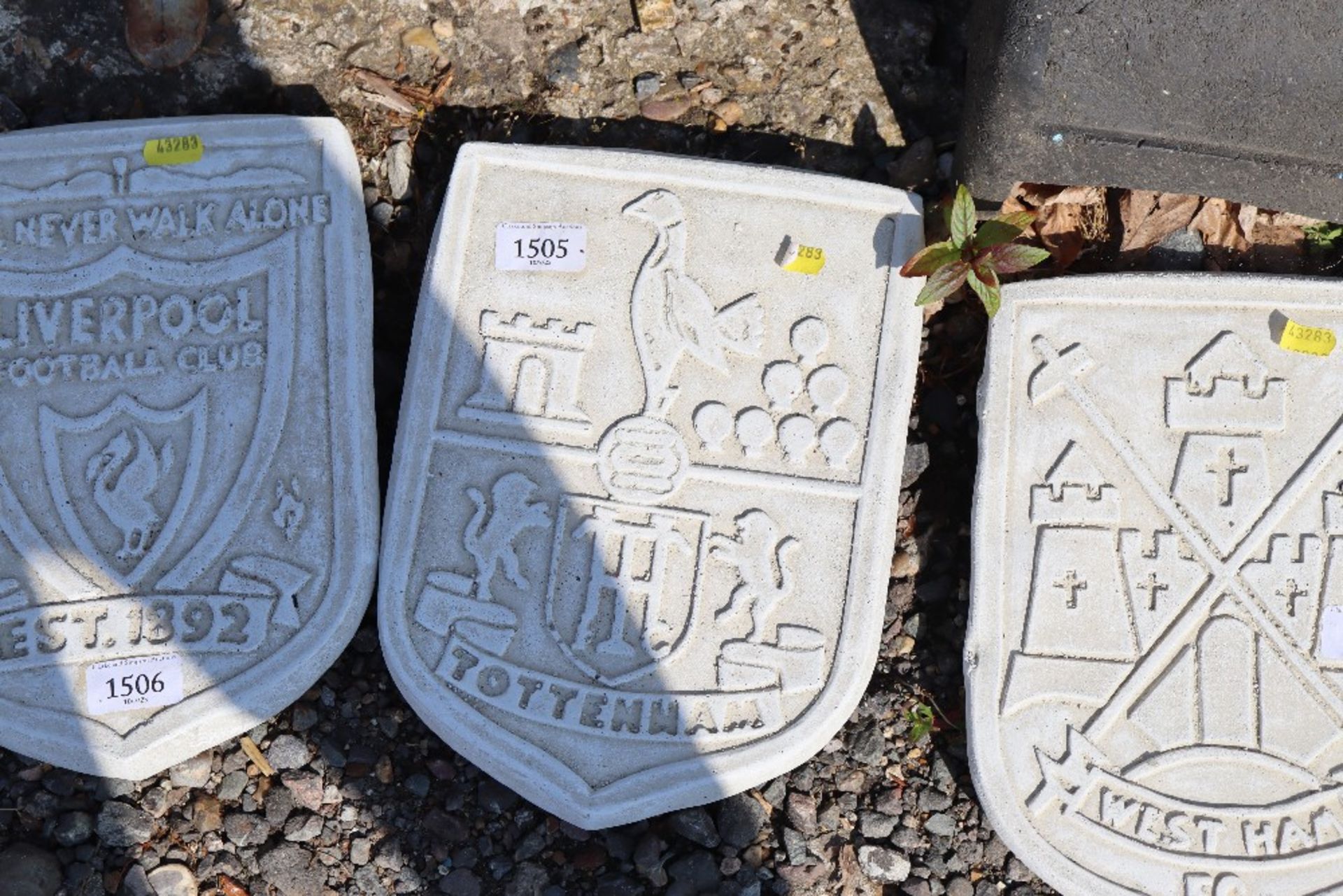A cast concrete garden plaque for Tottenham Footba