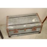 A metal bound storage trunk