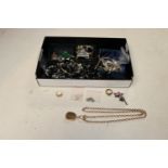 A quantity of various costume jewellery including buckle ring, various necklaces, dress ring etc