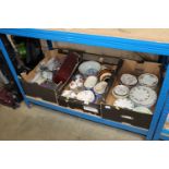 Three boxes of various china to include Wedgwood Jasperware, Royal Worchester, Wedgwood, Minton,