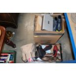 Two boxes of various womens shoes, some with origi