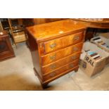 A mahogany chest of four drawers with fold-over to