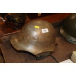 A military tin helmet